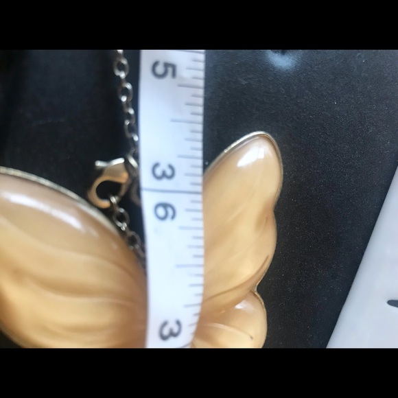 Long Chain Champagne Sparkle Butterfly Charm Necklace - Picture 6 of 7